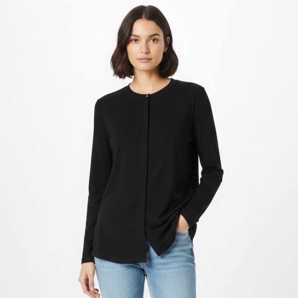 J. Jill Wearever Jacket Black Layered Minimalist Lagenlook Casual Jersey L
